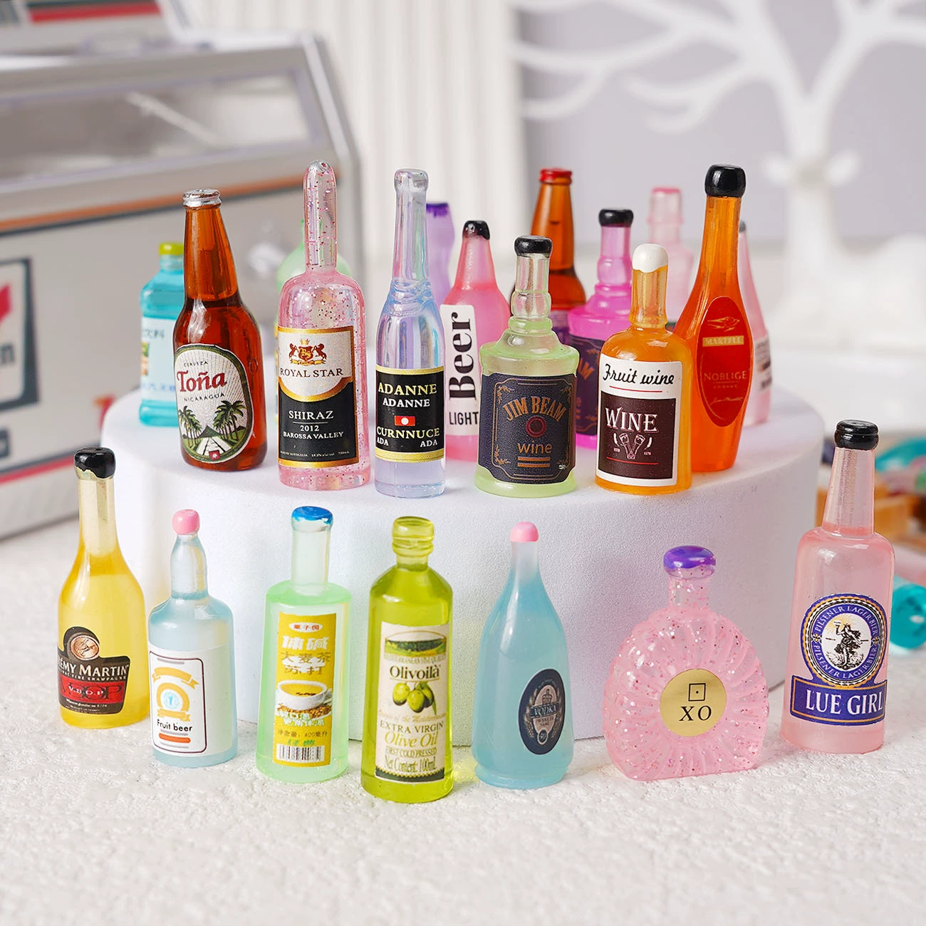 Миниатюрные игрушки-еда, миниатюрные бутылочки для алкоголя, бутылочки для напитков, наборы для творчества, смешанные аксессуары, маленькие украшения из смолы, имитация маленьких бутылочек-игрушек