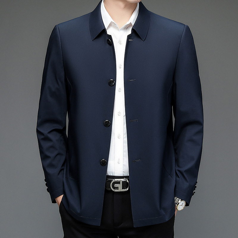 Primavera y otoño chaqueta de hombre con sola solapa de otoño hebilla media y larga chaqueta de hombre casual guapo chaqueta de hombre británico