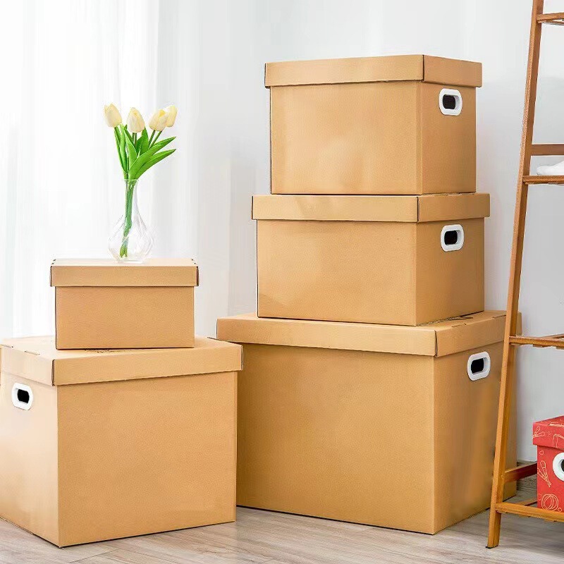 Kraft paper box moving carton student dormitory storage box file boxed snacks cardboard box with lid factory wholesale