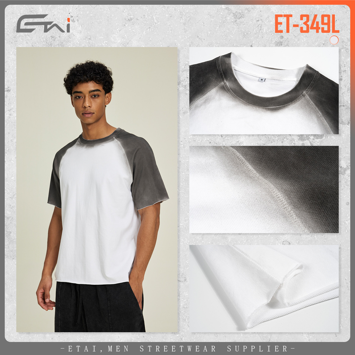 ETAI Hombre| Camiseta de cuello redondo de algodón pesado suelta, camiseta de manga corta de alta calidad de la marca de moda masculina
