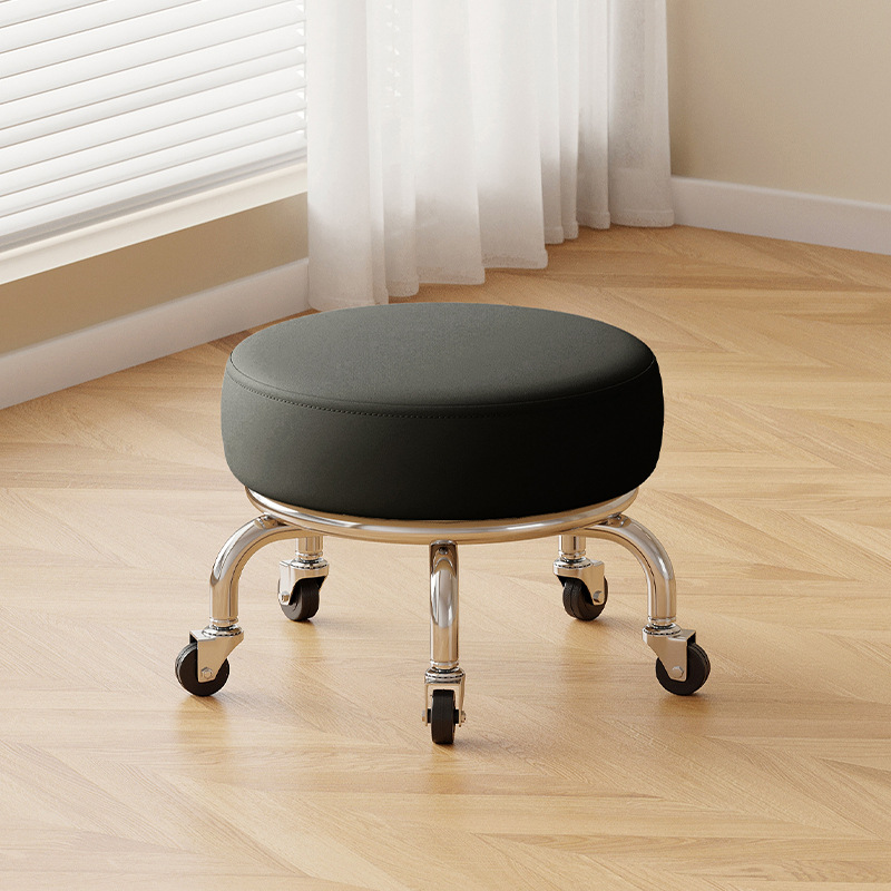 Polia doméstica taburete bajo rueda universal pequeño taburete silencioso rotativo taburete redondo móvil con artefacto moderno y simple