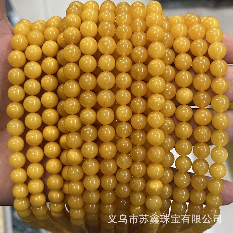 鸡油黄天然蜜蜡散珠花珀圆珠天然琥珀串珠 半成品DIY手串饰品配件|undefined