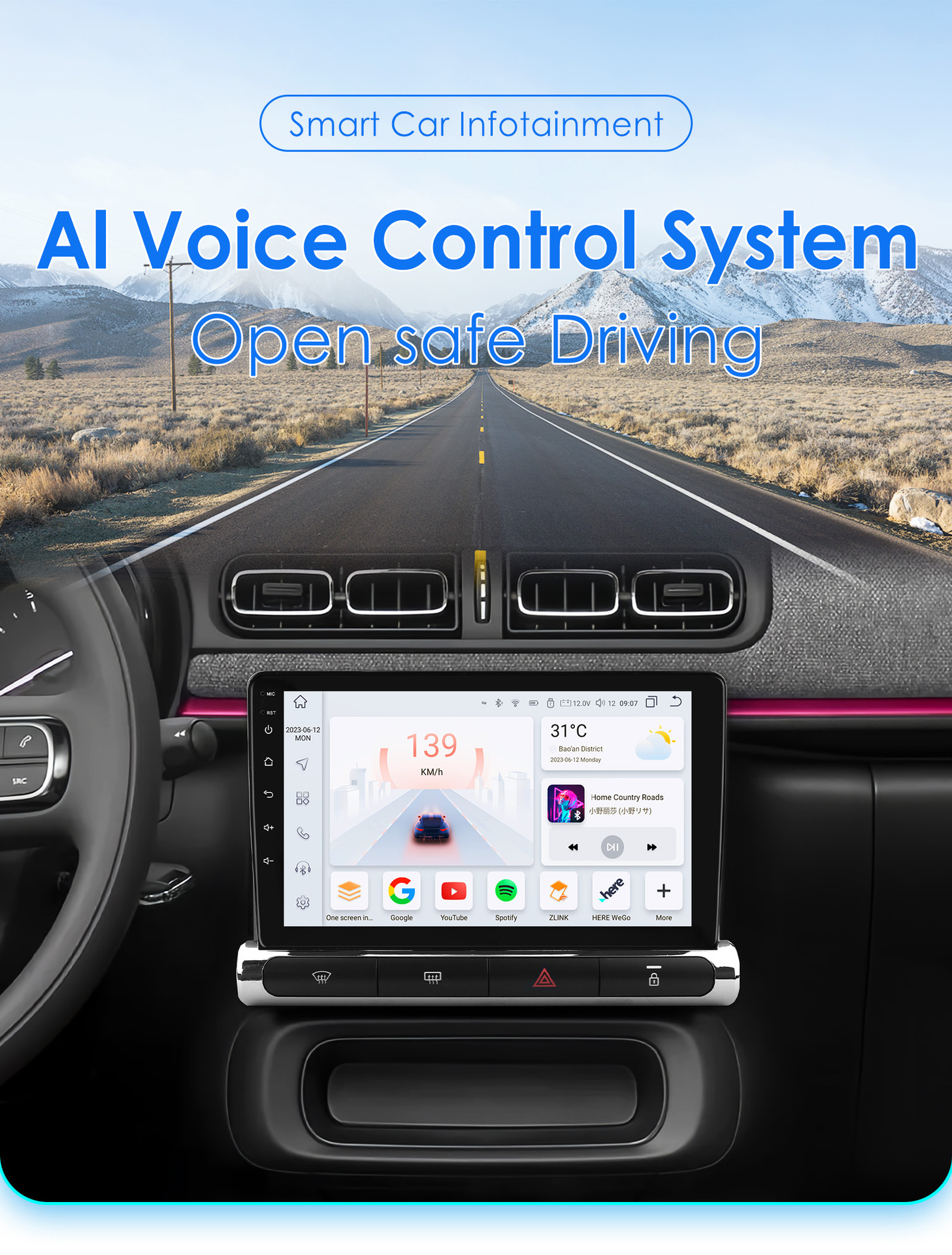 9 inch is suitable for 17-23 Citroen C3 Android intelligent large screen car reversing image navigator all-in-one machine