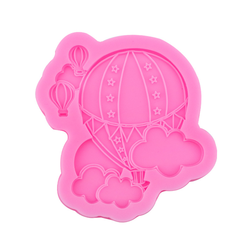 4 globo de aire caliente nube arco iris de silicona molde fondant pastel de chocolate decoración DIY arcilla epoxi decoración molde