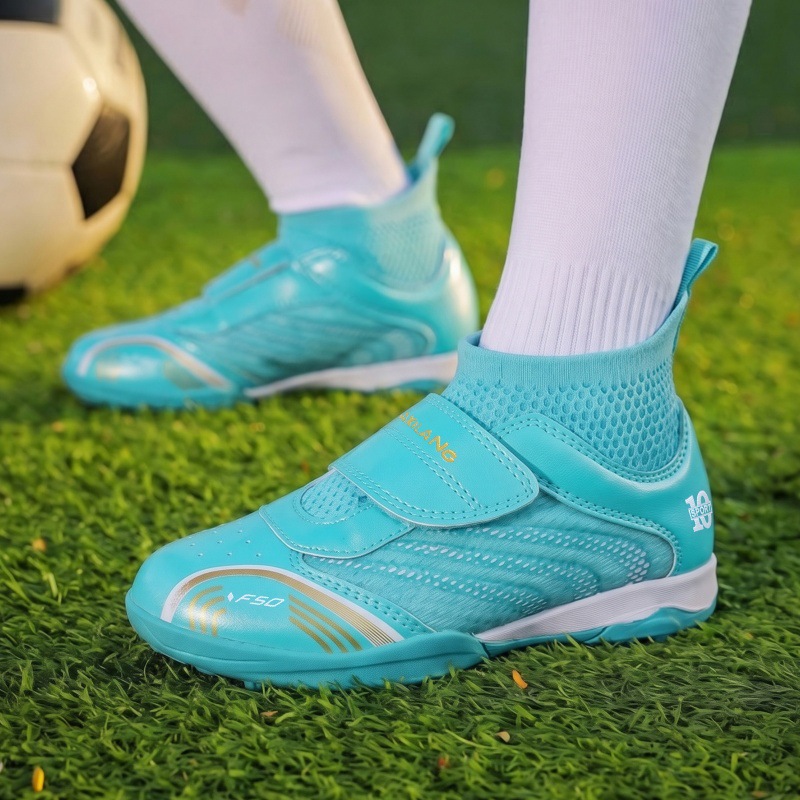 Zapatillas de Fútbol de Caña Alta para Niños TF, Suela de Caucho y Malla, Transpirable, para Césped Artificial