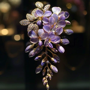 Xiliang Feizi Gaoding Series Original Design Purple Romantic Clothing Accessories Corsage Elegant Wisteria Brooch