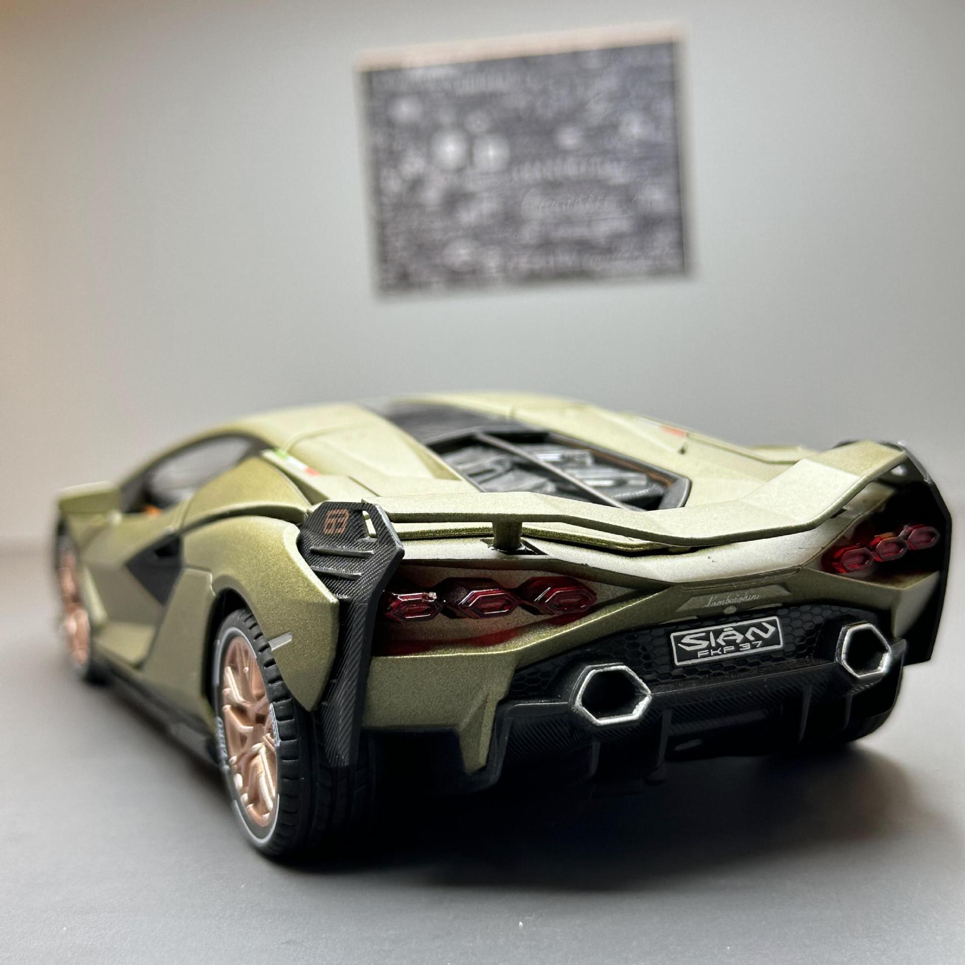 Modelo de coche de aleación de coche 1:24 Lanbo relámpago SIAN tire hacia atrás con sonido y luz niño juguete modelo de coche deportivo adornos