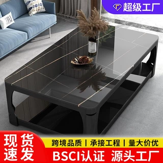 双层钢化玻璃客厅茶几新款家用小户型简约风大理石现代办公室茶桌