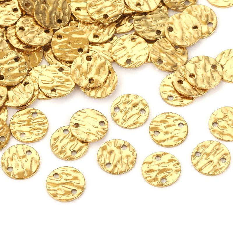 Stainless steel irregular embossed wafer pendant titanium steel with hole pendant diy earrings necklace accessories