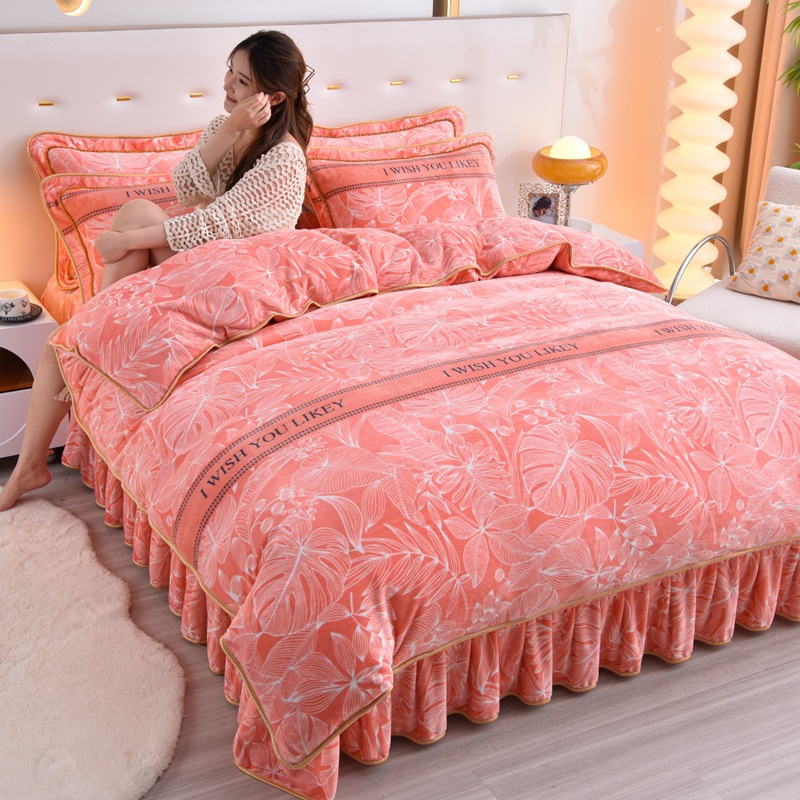 2025 New High-Weight Milk Velvet Four-Piece Bedding Set, Thickened for Winter, Warm Bed Sheet, Live Broadcast Bestseller