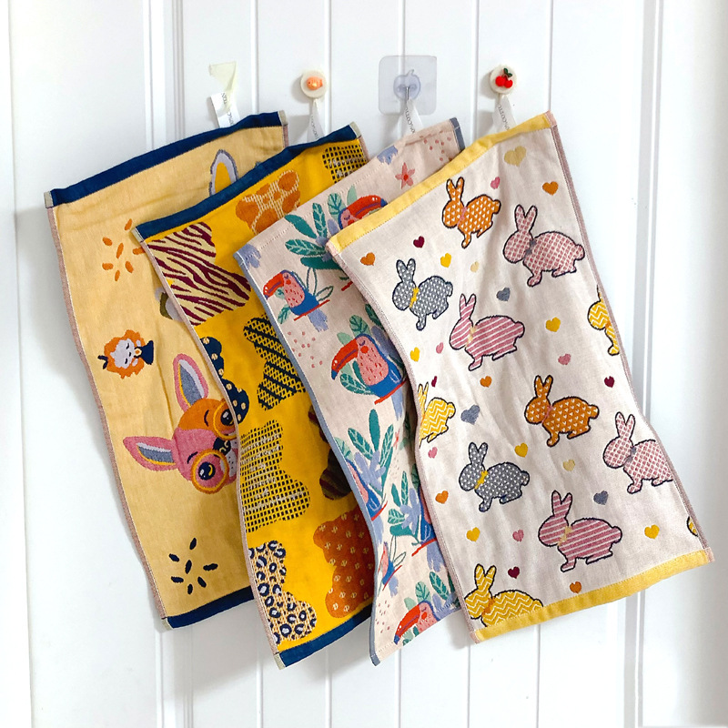 Full color pure cartoon three-layer gauze towel lovers face towel adult face towel creative wholesale 35*75