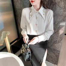 新款白衬衫女2022年春装爆款韩系法式别致小衫雪纺衫上衣高档衬衣