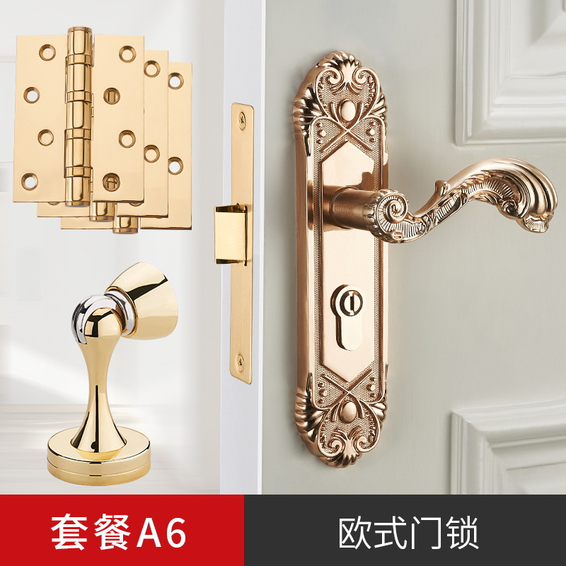 Evergrande PVD oro sola lengua mudo de madera cerradura de la puerta interior dormitorio Hogar Universal habitación puerta cerradura manija de la puerta