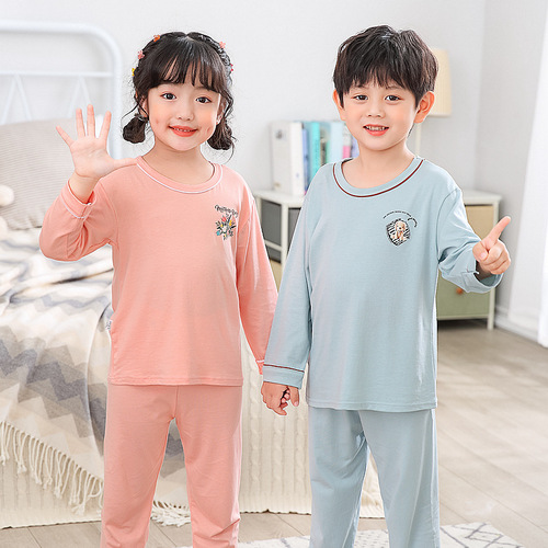 23 new summer children's home clothes for boys and girls, Icelandic cotton pajamas set, big children's stretch home clothes
