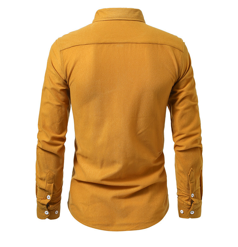 Men's Solid Color Corduroy Long-sleeve Shirt Jacket With Pockets_voghion.com