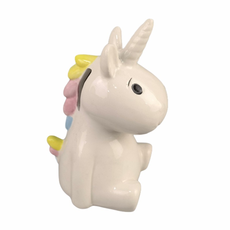 Cerdo de cerámica Hucha Hucha Rainbow Horse Regalos de cumpleaños para niños Adornos de la suerte Moneda de cerdo dorado Hucha