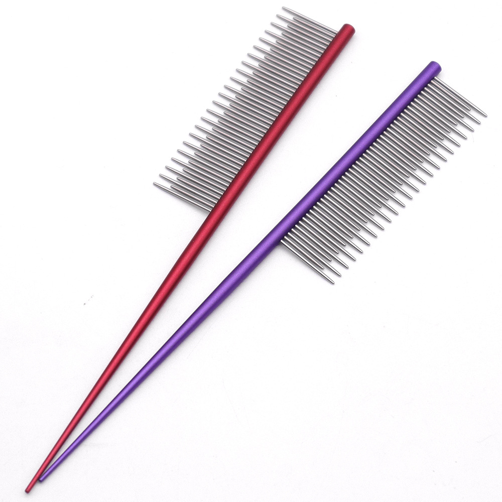 Peine para mascotas, peine, peine de cola puntiaguda de acero inoxidable, peine de pelo flotante, peine de pelo de perro, peine de pelo largo y corto