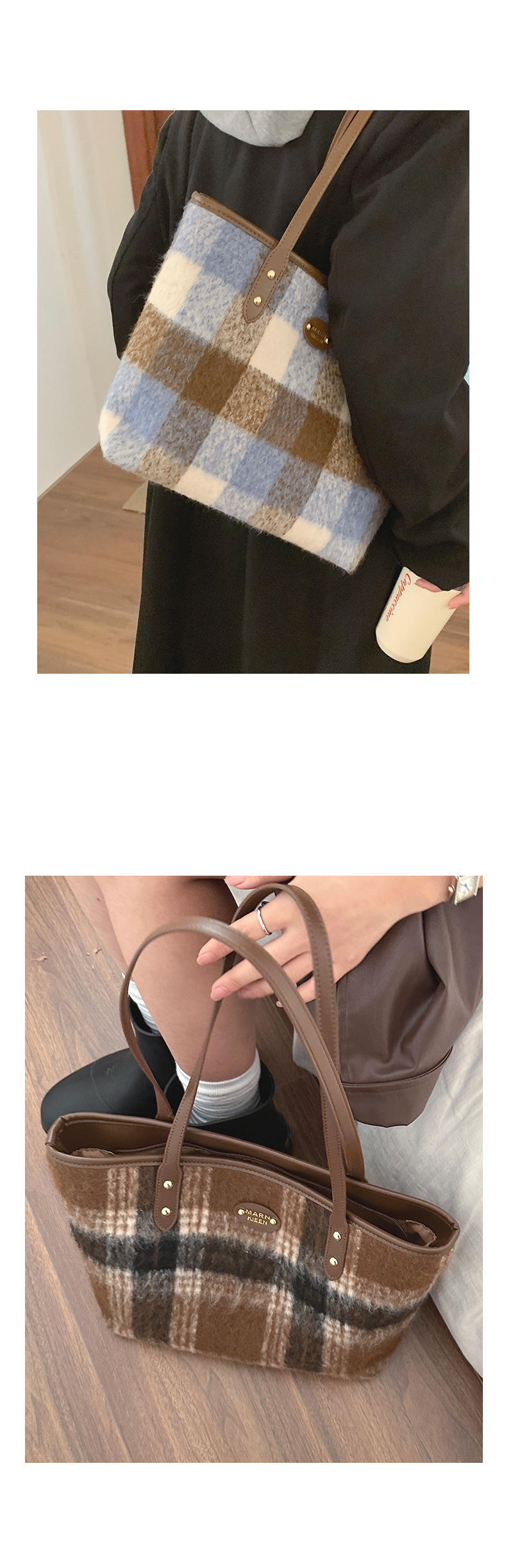 Koreanische High-End-Version mit hoher Kapazität, tragbar für Damen 2023, modische Umhängetasche aus Wollkaro_voghion.com