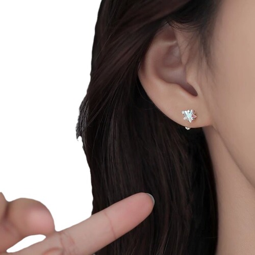 Glitter Star Earrings for Women, Light Luxury and Elegant, Five-Pointed Star Earrings, Korean Style, Sleep-Friendly, Screwless Screw Fastener, Autumn and Winter Edition