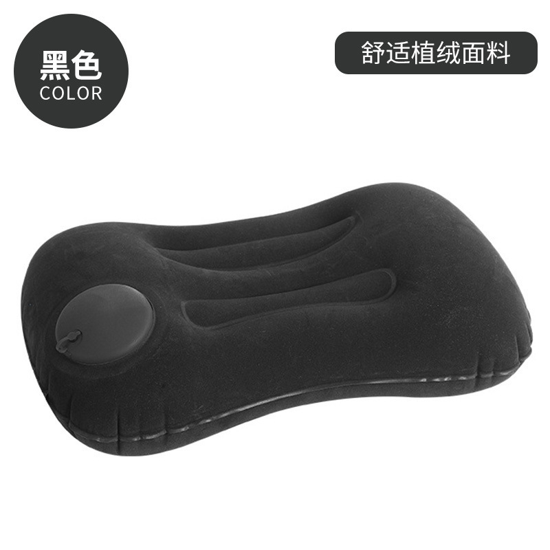 Square velvet Press the inflatable pillow-black
