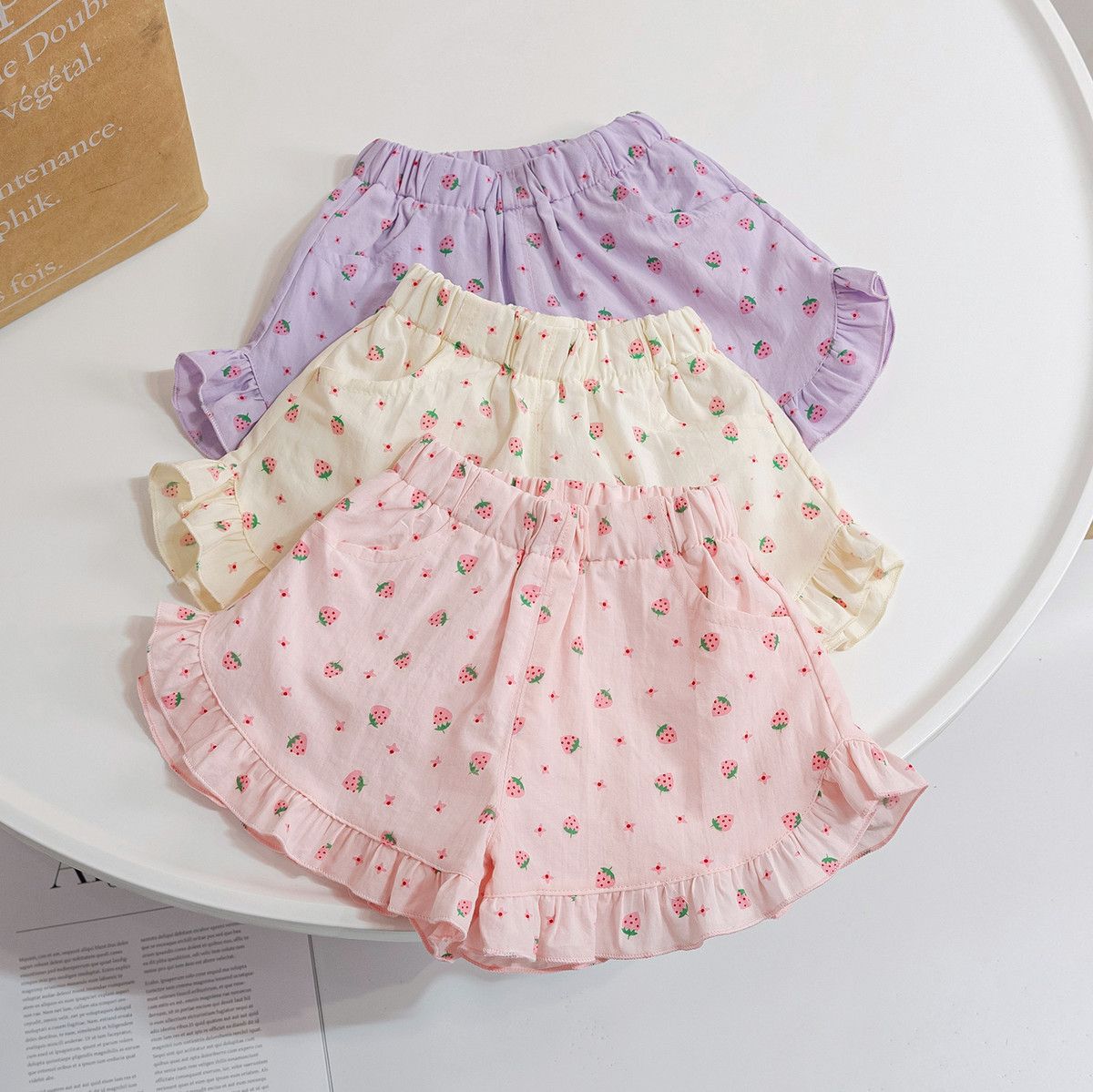 女童裤子夏装2025新款儿童夏款草莓短裤女宝宝夏天休闲薄款外穿夏
