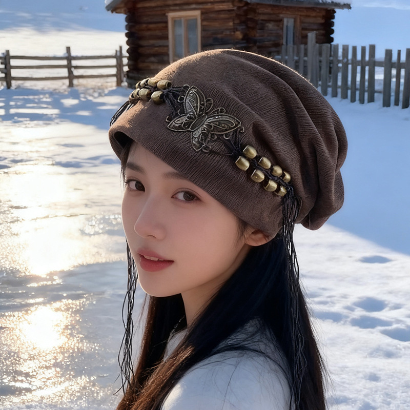帽子女款蝴蝶堆堆帽高品质废土风护耳帽百搭显脸小甜酷包头冷帽潮|undefined