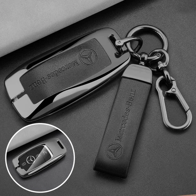 Car key bag Case Waterproof and Scratch-Resistant Zinc - 1-gunmetal-black-leather-all-inclusive-ring-leather-buckle