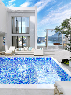 Crystal Blue Glass Mosaic Swimming Pool Fish Pond Bathroom Balcony Outdoor Background Wall Bathroom Tiles