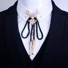 欧美立体鹿头bolo tie 男士衬衫绳结 波洛领带 项链 外贸小饰品批