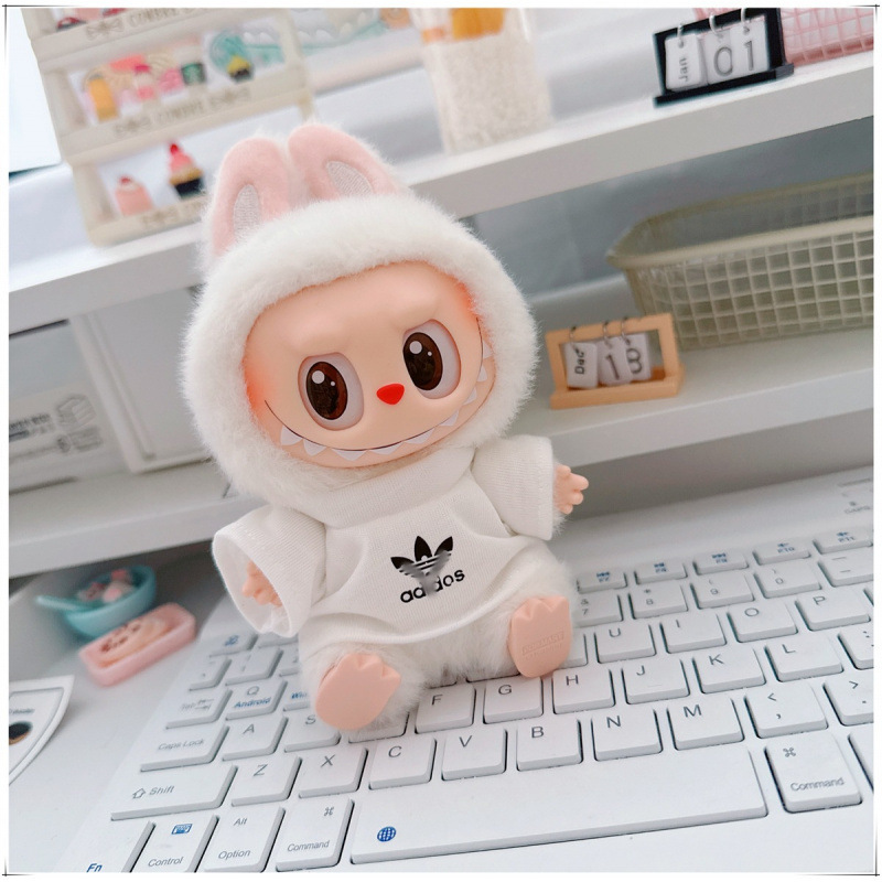 labubu ベビー服 Labubu 第一世代第二世代第三世代 10 センチメートル綿人形黒と白グレートレンディなスウェットシャツパーカーパンツ|undefined