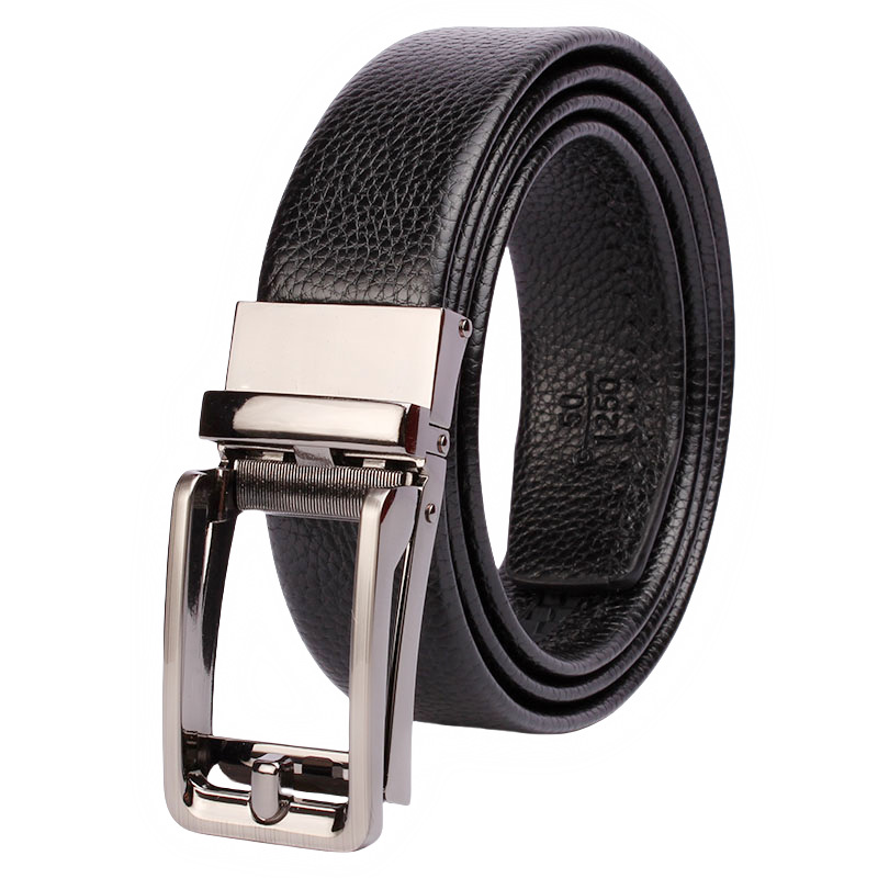 Cinturón de cuero de los hombres falso hebilla automática cinturón de negocios casual clip cinturón de fábrica al por mayor en stock