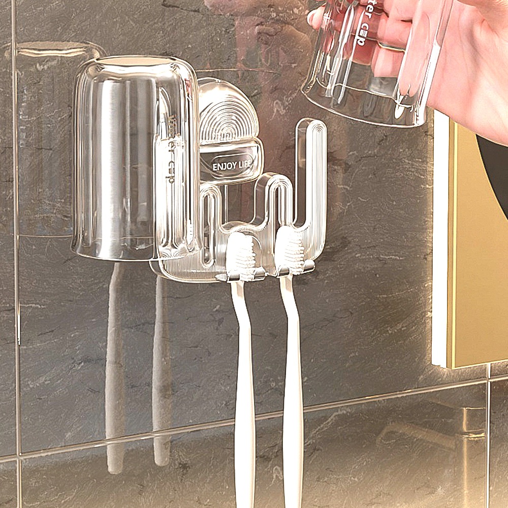 Strap cepillo de dientes sin perforación cepillo de dientes eléctrico taza de enjuague de boca para la familia aparatos dentales pareja cepillo de dientes percha de taza