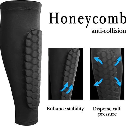 Honeycomb crash protection calf guard Lycra breathable EVA compression leg sleeve for soccer basketball equestrian anti-slip fixed calf socks