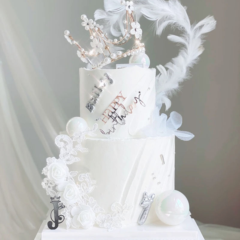 Torta de cumpleaños transfronterizos decoración horneado adornos perlas redondas fiesta de la novia flores coronas al por mayor