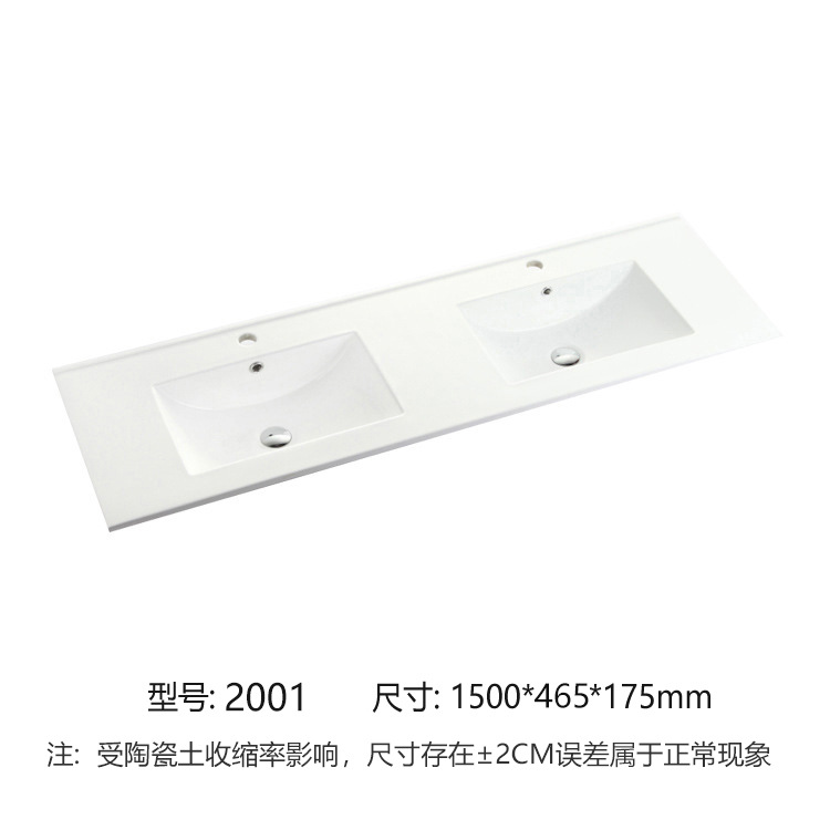 Lavabo de cerámica para encimera, mueble de baño con lavabo integrado, lavabo doble de 1,5 metros.