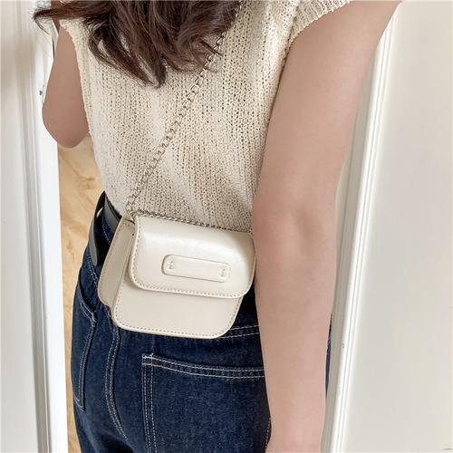 Korean new style small square shoulder bag, crossbody chain bag, fashionable silver mini cosmetic bag, cute lipstick bag for women