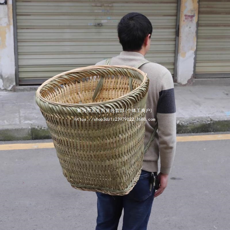 大号背家用背篓农村篼手工农用背箩全竹采蘑菇竹编草料背罗筐背