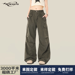 GTS丨复古磨毛做旧阔腿工装裤男女款美式复古vintage宽松休闲裤