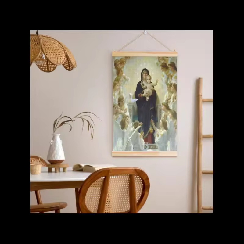 Guadalupe Nuestra Señora de la fábrica de carteles de rollo de madera sólida cuelga pinturas de comercio exterior suministro de almacenamiento Temu