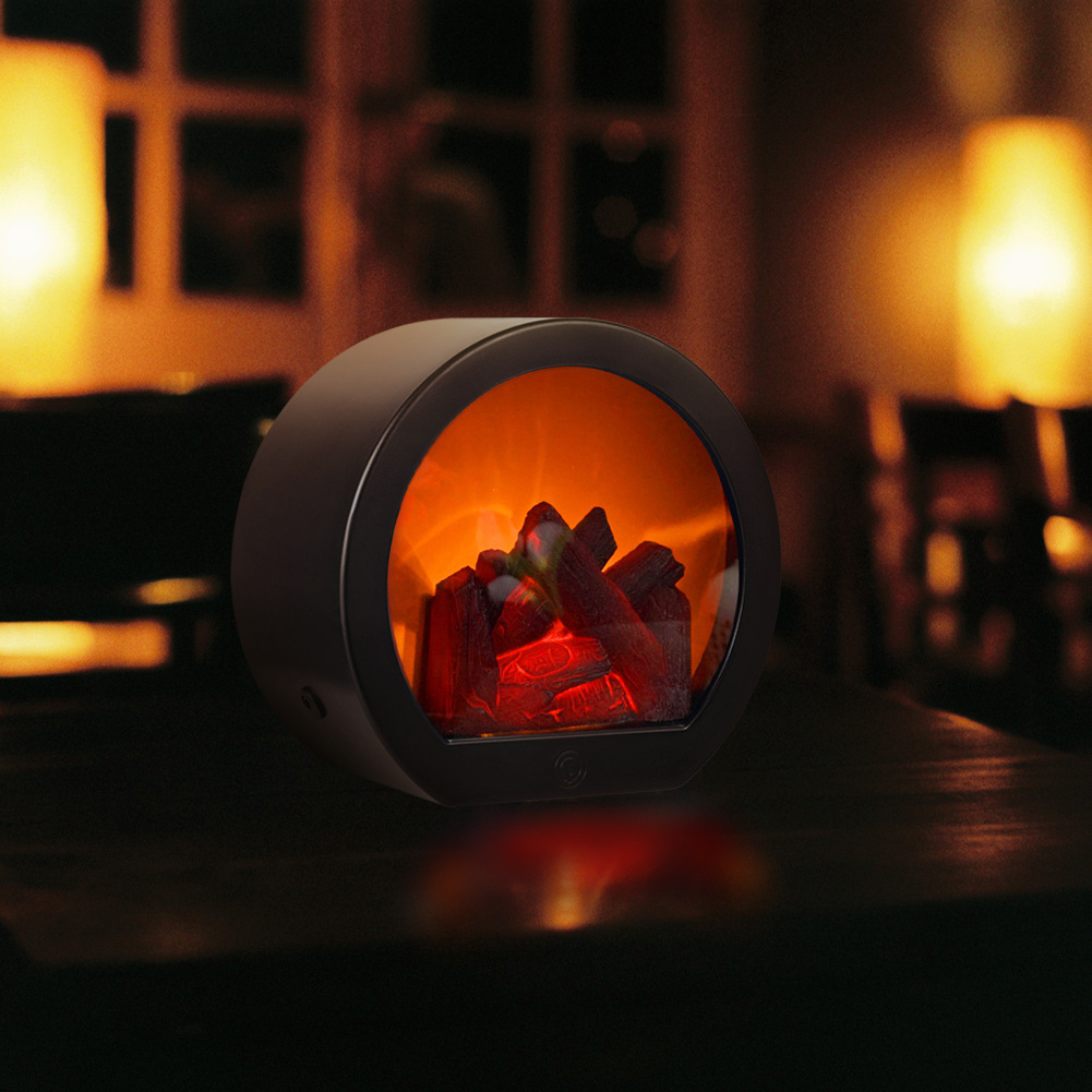 Simulation decoration LED fireplace creative small ornaments home soft decoration crafts candlestick simulation charcoal flame wind lamp