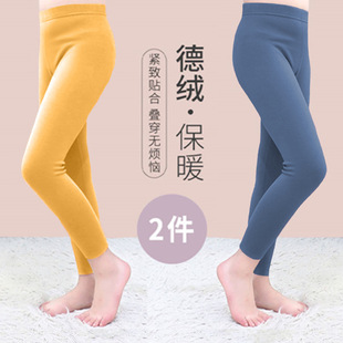 Single/two pairs of autumn and winter children's velvet warm pants boys and girls fleece-lined leggings self-heating inner wear cross-border