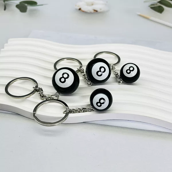 DIY Accessories Resin Simulation Black Billiards Billiards Sports Gifts Keychain Bag Pendant