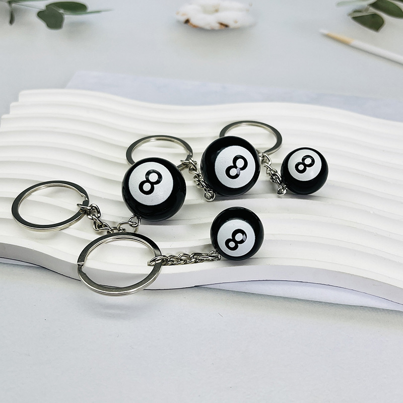 DIY Accessories Resin Simulation Black Billiards Billiards Sports Gifts Keychain Bag Pendant