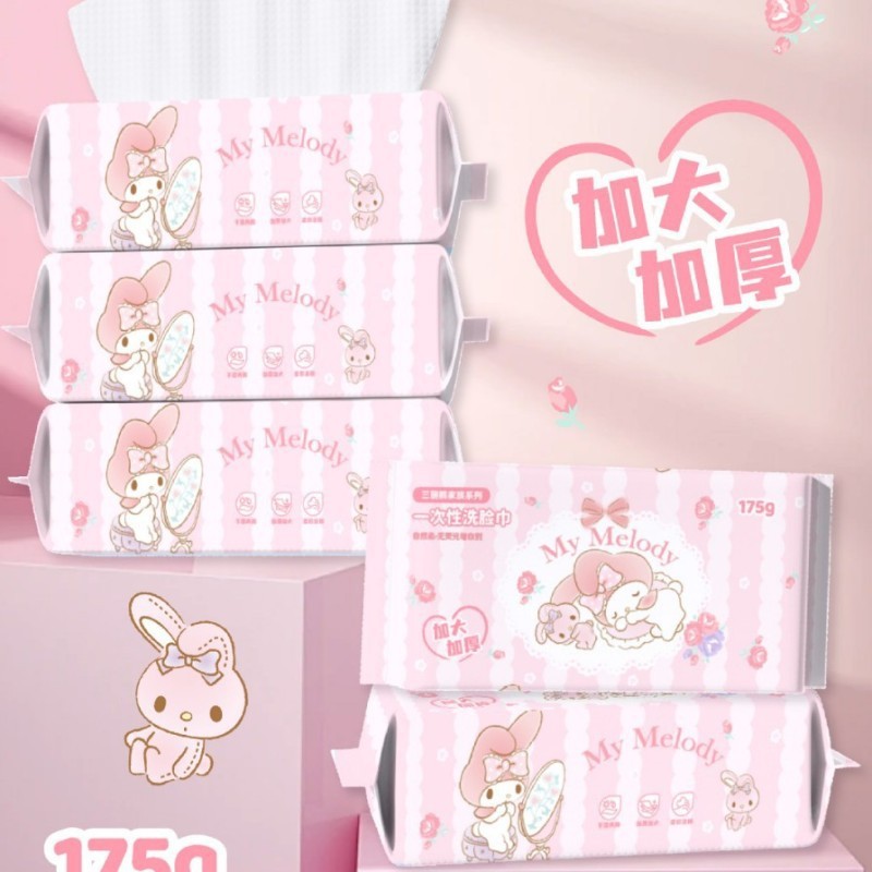 メロディー フェイスタオル サンリオ フェイスタオル 大パック ファミリーパック 吊り下げフェイスタオル 増粘 ウェット＆ドライ|undefined