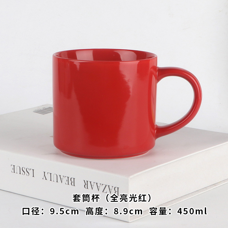 Taza de cerámica roja simple imprimible LOGO taza de agua de oficina taza de café taza de regalo de pareja