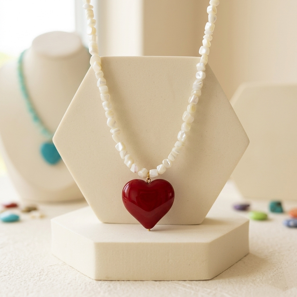 Exquisite Deep Sea Shell Pendant Necklace With Turquoise And Pearl_voghion.com