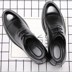 三接頭皮鞋男增高8cm商務正裝鞋男士英倫真皮隱形內增高軟底皮鞋