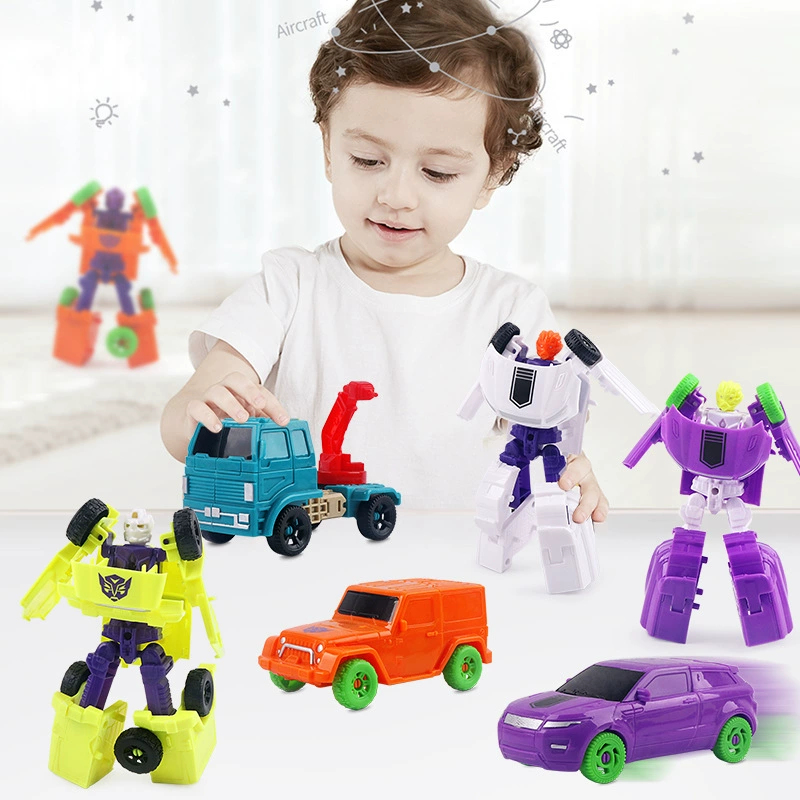 Transformer construction toy, convertible car to robot with minifigure, multiple colors, wholesale