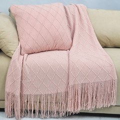ソファーじゅうたんの毛布北欧風の小さな毛布の昼休みの昼寝の毛布のベッドの後ろのニットの糸のフリンジの純色の毛布の卸売り