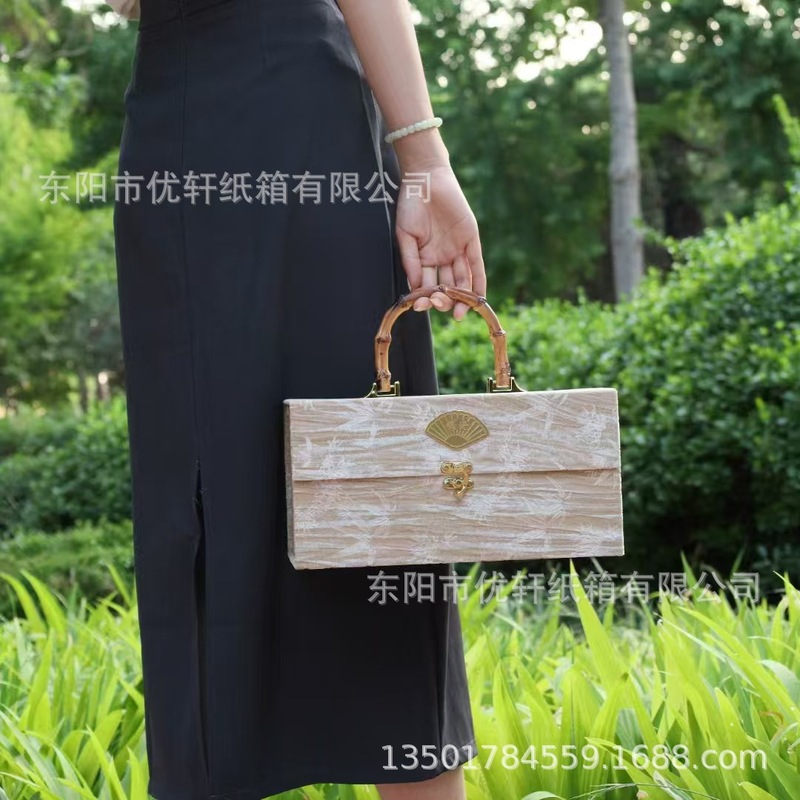 新しいShanhe Zhuyunベルベットボックス中国風竹ハンドルギフトボックス結婚式宴会リターンギフトキャンディーボックス|undefined